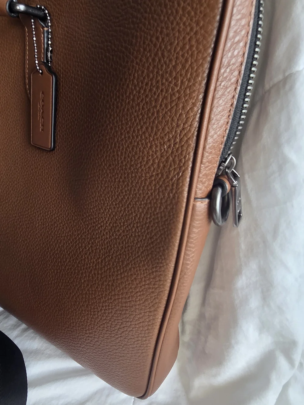 Coach Pebbled Leather Laptop Satchel in Brown